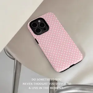 Cute Polka Dot Pattern Phone Case for Iphone 17, 16 Pro Max, 15 Pro, 13, 13 Mini, 12, 11, XS Max, 7, SE2 2-In-1 Case, Phone Case Cute, Durble Phone Case, Textured Phone Case, Funny Phone Case, Unique Phone Case, Commuter Compatible with Samsung Galaxy S25