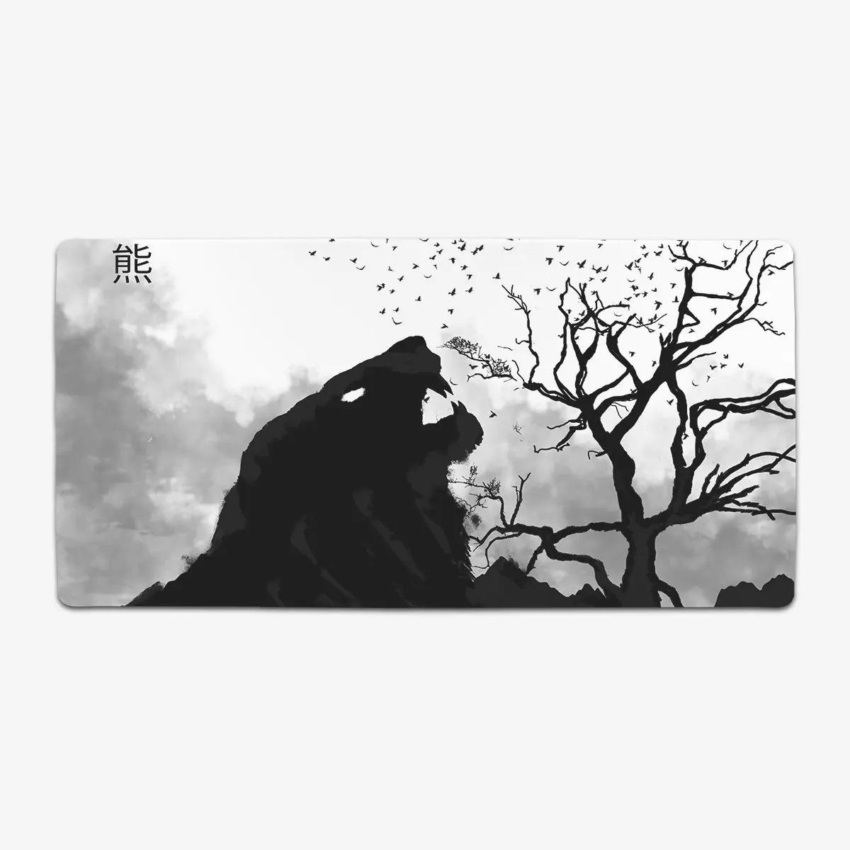 Bear Shadow Extended Gaming Mouse Pad, Gamer Stuff, Gaming Accessories with Smooth Cloth Top for Precise Movement, Handmade Computer & Office Accessory for Keyboard & Mouse