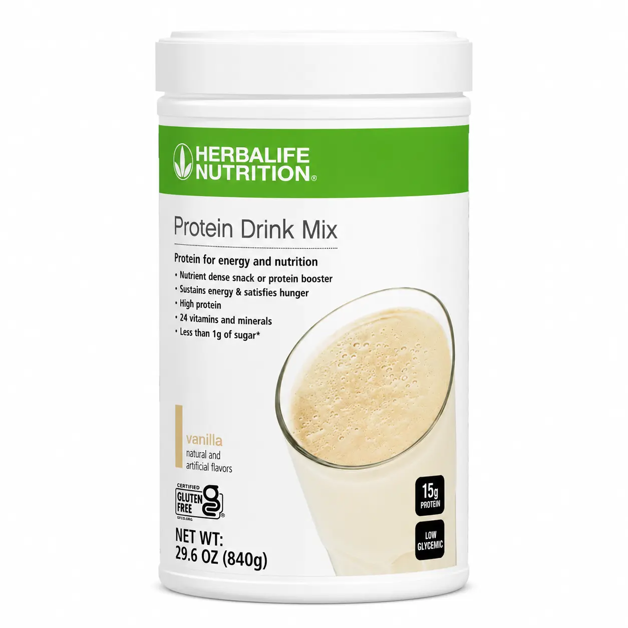 Herbalife Protein Drink Mix Vanilla 840 g, Plant-Based Protein Powder, Daily Nutrition Supplement, Easy-to-Mix Beverage, Vanilla Flavor, Gluten Free, High Protein Drink Mix, Meal Replacement Shake Mix, 840 g (29.6 oz)