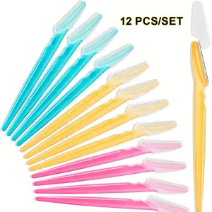 12 Pcs Eyebrow Razors Shaper, Safety Facial Hair Remover Face Shaver Trimmer, Exfoliating Dermaplaning Tool for Women and Men Hair Removers Stainless