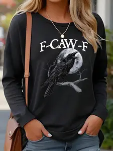 Raven Moon Sweatshirt , Features Gothic Crow with Full Moon Print for Spooky Halloween Style , Matching Raven T-shirt Option , Perfect Unisex Streetwear , Ideal for Party Vibes , Trendy Festival Outfit , Unique Holiday Fashion
