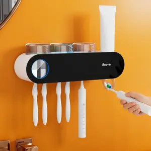 iHave Toothbrush Sanitizer and Holder - UV Toothbrush Holders for Bathrooms with Toothpaste Dispenser, Smart Toothbrush Holder for Wall, Toothbrush Organizer & Toothbrush Sanitizer and Holder with Breathing Light – Perfect Bathroom Home Essentials - C