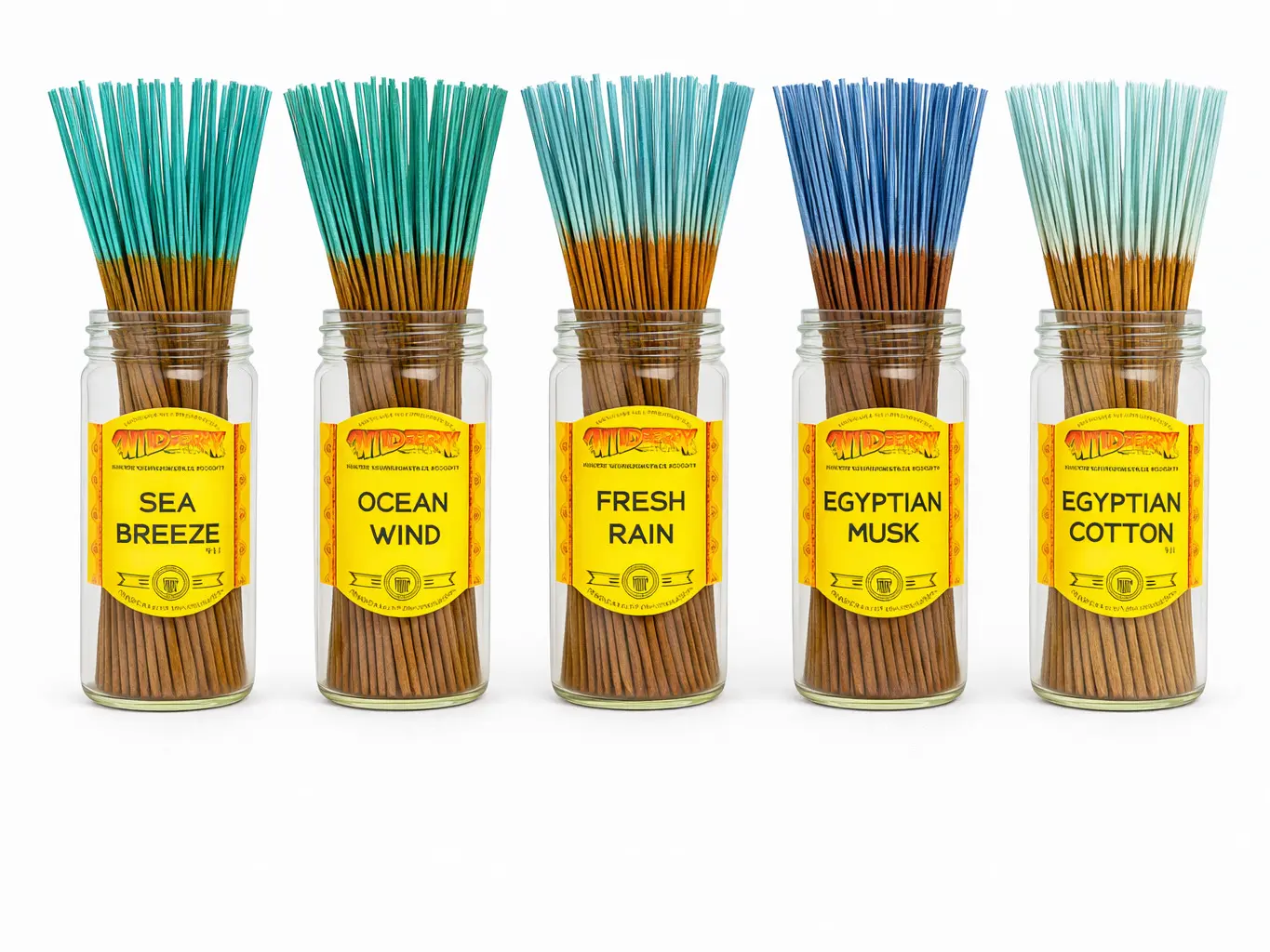 Wild Berry Traditional 11in Incense Sticks (50 Pack) - Egyptian Cotton Wrapped, 5 Scents Aroma Set, Fresh Clean Breeze Scent, Stress Relief Home Fragrance Decor Freshener, Home Care Supply, Five Scents
