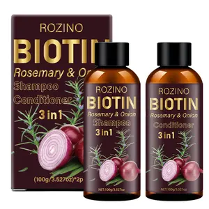 ROZINO 3-in-1 Onion Hair Care Kit with Biotin Rosemary & Onion Shampoo & Conditioner 100g Each for Healthy Hair Growth