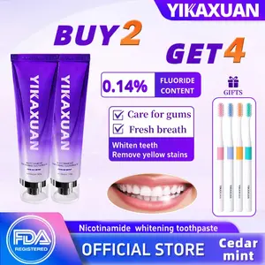 【YIKAXUAN】Niacinamide whitening toothpaste is suitable for sensitive teeth, removing pigmentation, oral bacteria, and strengthening enamel/100g fluoride free fresh breath