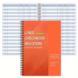 Anti-Overdraft Financial Tracking Ledger, Check Transaction Register Book, Personal/small Business Tax Income Record Coil Notebook, Coil Binding, Bright Cover, Journals, Office Supplies