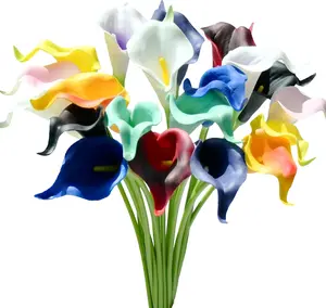 PU Multicolor Calla Lily Artificial Flowers 20 Stems 13.5in Faux Realistic Centerpiece DIY Bridal Bouquet Home Décor