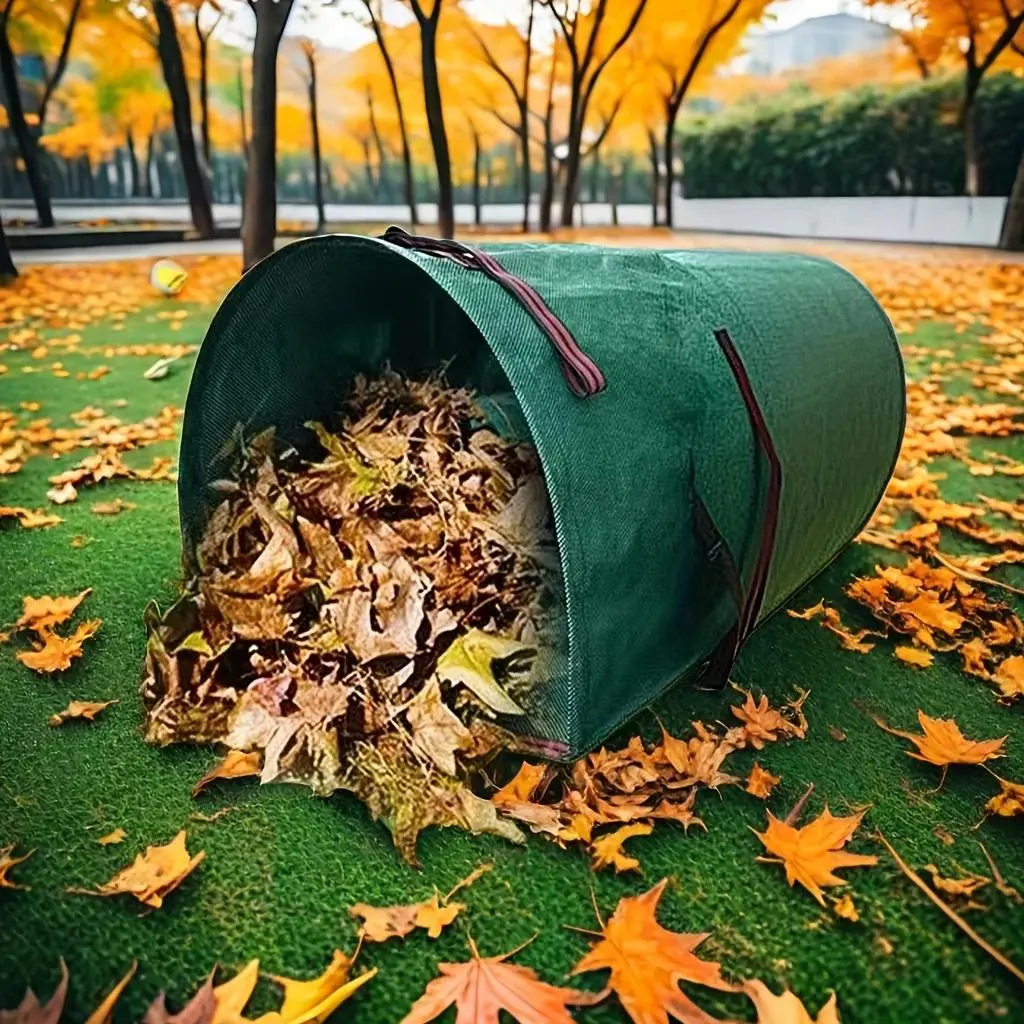 150L/200L Garden Leaf Bag, Gardening Leaf & Grass Collection Bag with Drawstring, Garden Bag for Fall Cleanup, Garden Cleaning Tool