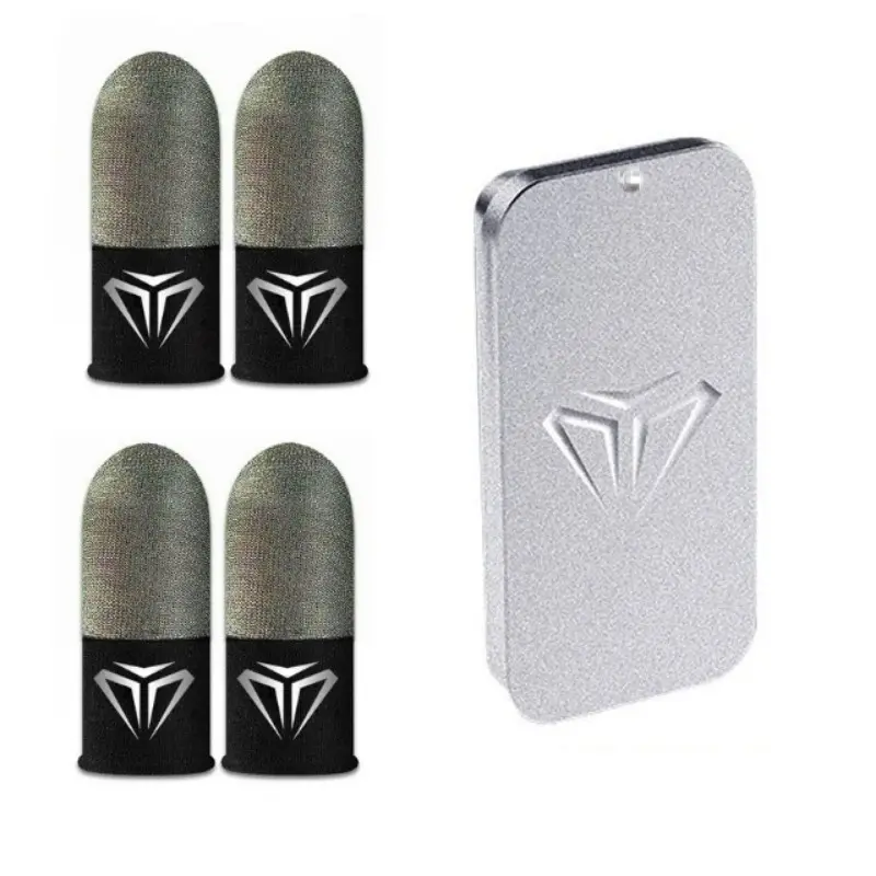 2 Pairs Gamer Finger Sleeves with Storage Box Sweatproof Gamer Finger Covers Touch Screen Fingertips Sleeve For Mobile Game Gaming Accessories Gaming Products Gaming Items
