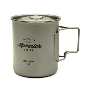 Maverick Cycles Titanium Mug Backpacking Cup Coffee Mug for Outdoor Camping Hiking, Regular, Matte Silver