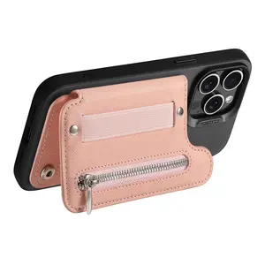 Adhesive Wallet Card Holder, Holds 4 Cards, Elastic Finger Strap, Phone Accessories, Universal Portable Protection Case for Galaxy, Apple iPhone 17, Xiaomi, Google, SmartPhone