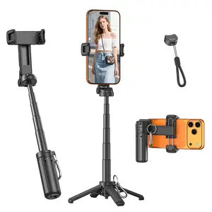 Mini Pocket 4-in-1 multi-functional selfie stick - 360° rotation, fashionable and portable, wireless Bluetooth control, suitable for selfie/video recording/video recording phone stand, compatible with most phone models, upgraded version extends up to 65cm