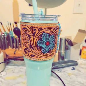 custom leather tumbler Bottle