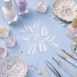 240Pcs Semi Matte Press On Nails, Ultra Short Teardrop False Nail Tips, Natural Fit Lightweight Full Cover Nail Tips, Easy to Apply DIY Manicure Nail Art Set, 12 Sizes