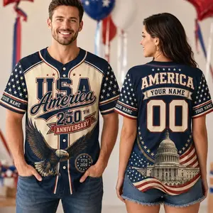 USA 250th Anniversary Baseball Jersey, Custom Name Number America 250 Patriotic Shirt
