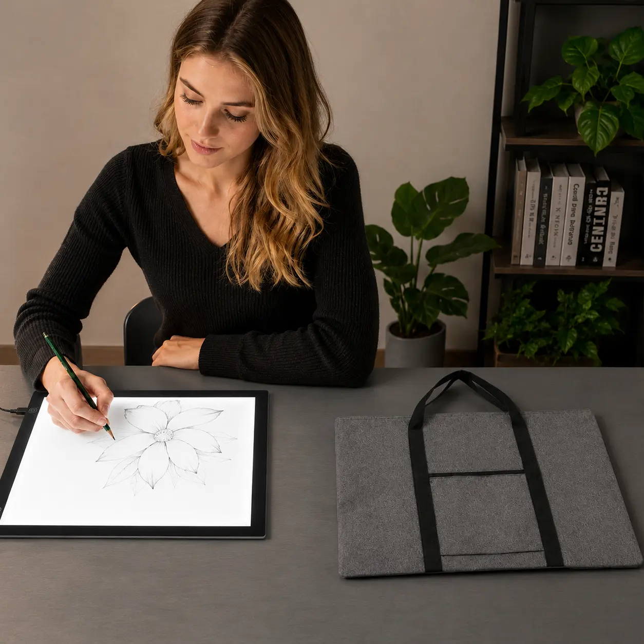 A4 Slim LED Light Board with Storage Bag, USB-Powered Copy Board for Crafters & Artists, USB Plug, Light Illumination, Easy Portability for Tracing, Diamond Painting DIY Crafts, Writing, Drawing