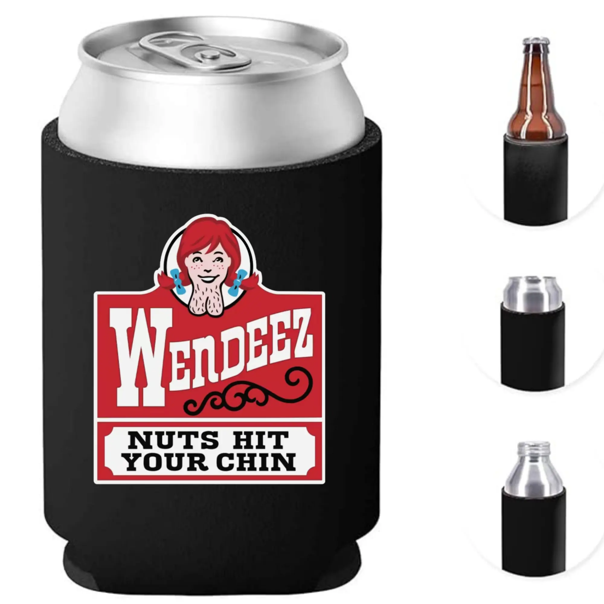 WENDEEZ Lightweight Insulated Bottle Holder - Portable Foldable Koozie with "NUTS HIT YOUR CHIN" Design, BBQ-Ready Can Cooler for Camping Trip, Adults, Coworkers, Kitchenware Drinkware Accessory, Insulated Bottle Holders, Bottle Covers For Traveling