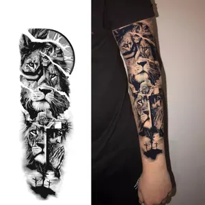 Flow of Strength Invisible Temporary Tattoo Sleeve – Waterproof Black Ink Design