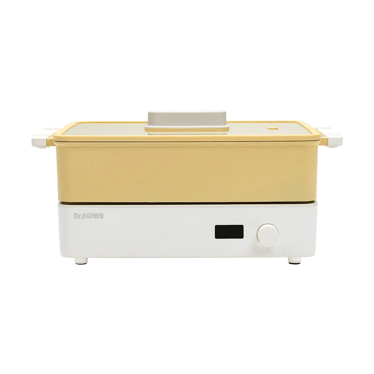 Dr.Hows Doran Doran 3 in 1 Electric Skillet Multi Cooker Hot Pot Fryer Pan Griddle and Grill with Glass Lid Yellow
