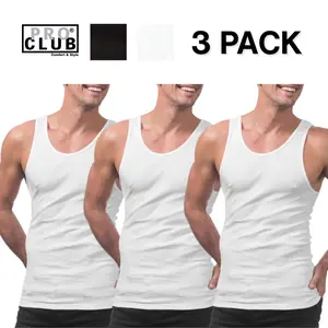 PROCLUB Men's 3 Pack Cotton Ribbed A-Shirts PRO CLUB A Shirt Underwear Tank Top Undershirts Ashirts A Shirts Casual Slim Fit Long Hip Hop Harem