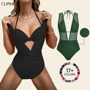 CUPSHE 2026 Deep V Neck One-Piece Swimsuit Set swimwear - Hidden Underwire Support & Tummy Control Sculpting Bathing Suit | Luxury Slimming Beachwear SpringStatementS