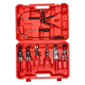 Automotive hose clamp pliers with cable bundle clip; dedicated auto repair oil hose tool set; straight-type fitting hose bundle clips