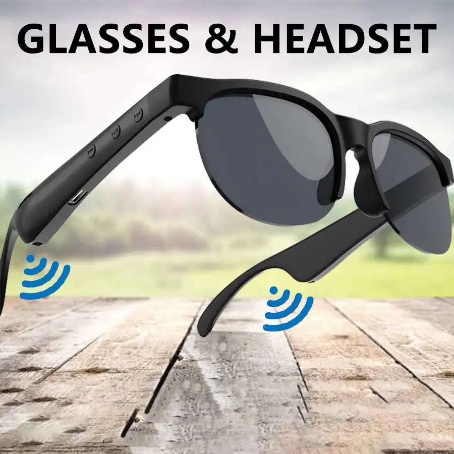 ANKRIYUL Modern Wearable AI Smart Glasses - Multifunctional Wireless Headset Sunglasses, Casual Tools and Gadgets, Cool Electronic Device with 2 Color Options: Black Frame-Black Mirror, White Frame-Dark Mirror