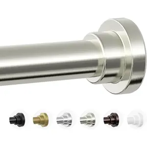 Shower curtain rod, 1 inch in diameter, heavy-duty tension shower rod, non-slip adjustable, 28-74 inches, no drilling required, spring tension shower curtain rod, suitable for bathrooms and showers, rust-proof, brushed nickel