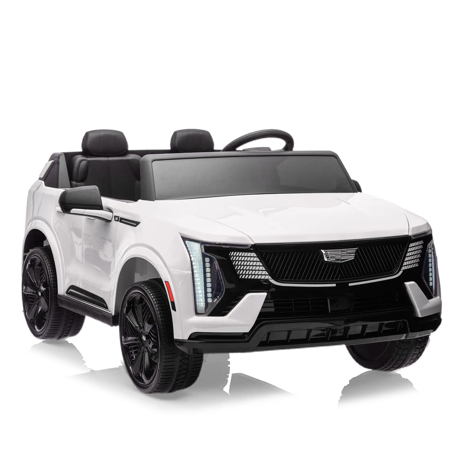 GARVEE Licensed Cadillac 2-Seat 4-Wheel Kids Ride-On Toy with 24V Rechargeable Battery, Ride on Wheels, 88 lbs Capacity, Full Spring Shock Absorbers, Smooth Start, Remote Mode, Music Player, LED Lights, Metal Frame, USB Port, Indoor/Outdoor Use, Authentic