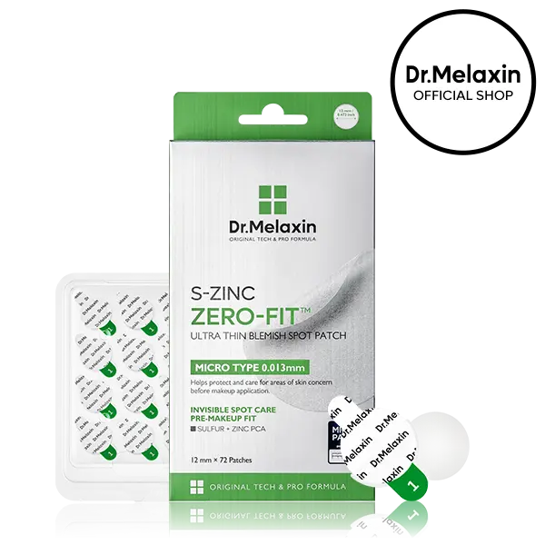 [Dr.Melaxin Official] S-ZINC ZERO-FIT Ultra Thin Blemish Spot Patch, 72 Count | 0.013mm Invisible Pimple Patches with Sulfur, Salicylic Acid, AHA & PHA | For Blemish-Prone Skin, Seamless Under Makeup | Korean Skincare, K-Beauty