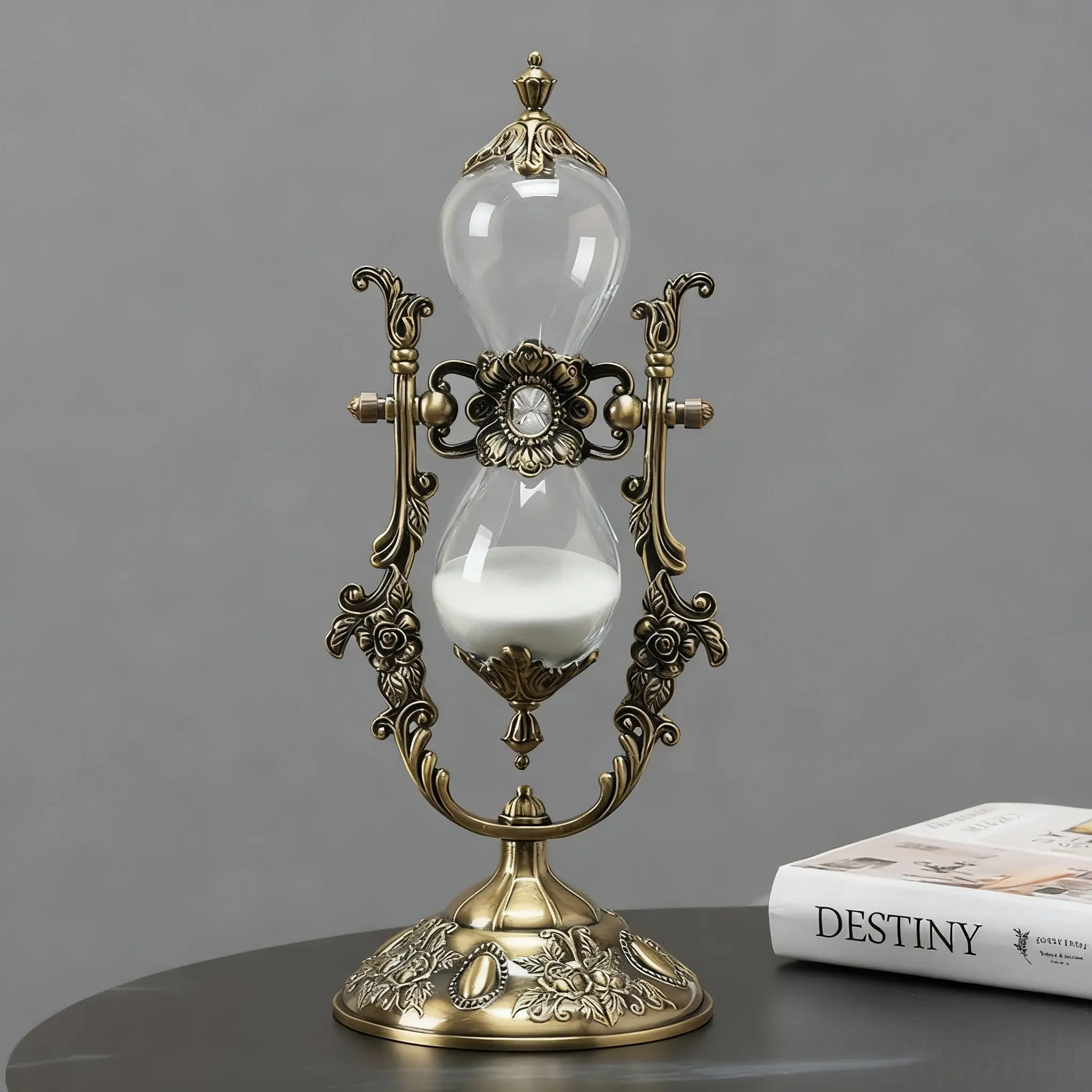 Vintage 15-Minute Metal Hourglass Timer - Retro Embossed Golden Sand Timer - Desk Decorative Ornament for Office & Home Decor - Elegant Unique Gift Idea for Birthday, Father's Day, Wedding, Thanksgiving & Christmas