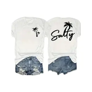 Sarcastic Salty Beach Shirt - Minimalist Palm Tree Graphic Tee, Funny Summer Vacation Outfit, Coastal Girl Aesthetic Top