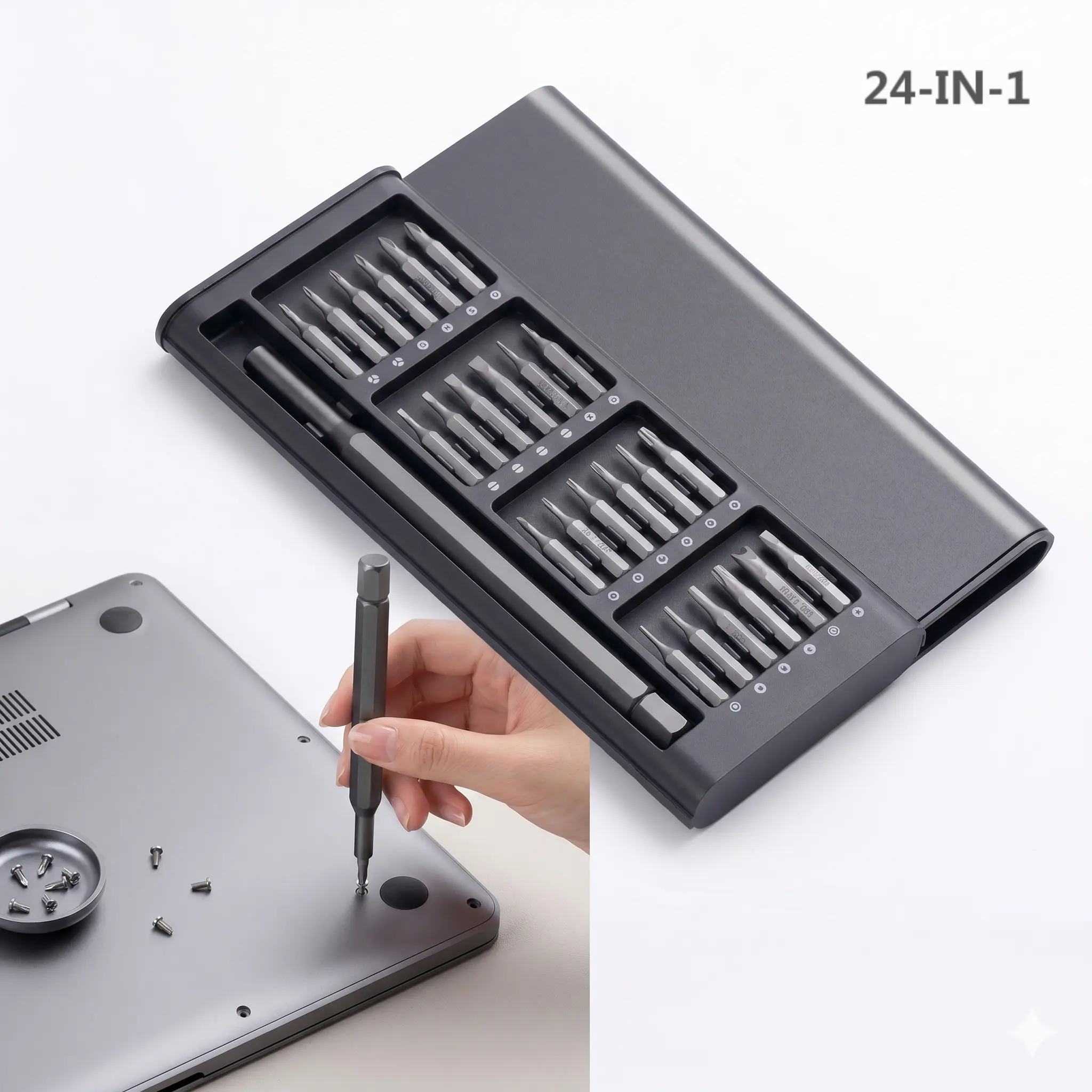 24-in-1 Precision Magnetic Bit Screwdriver Set, Portable Case-Included Bits Screwdriver Sets, Multipurpose Hand Tool Kit for Professional Mobile Phone & PC Repair