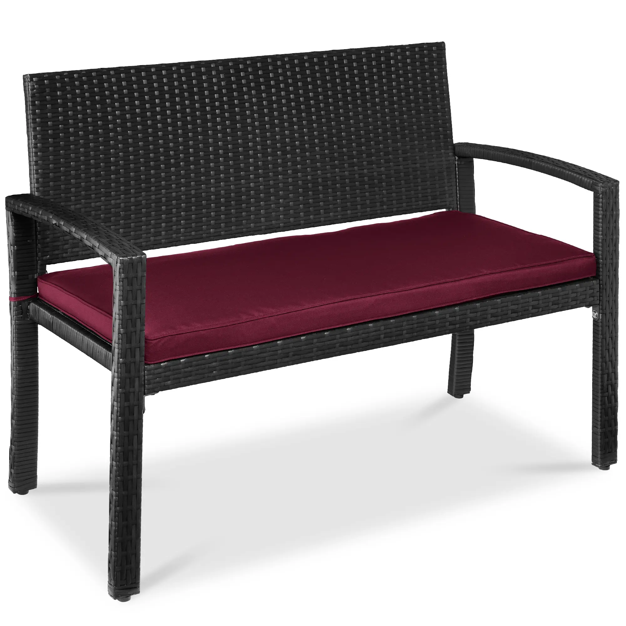 Best Choice Products 2-Person Outdoor Wicker Bench Garden Patio Porch Furniture w/ 700lb Capacity, Cushion