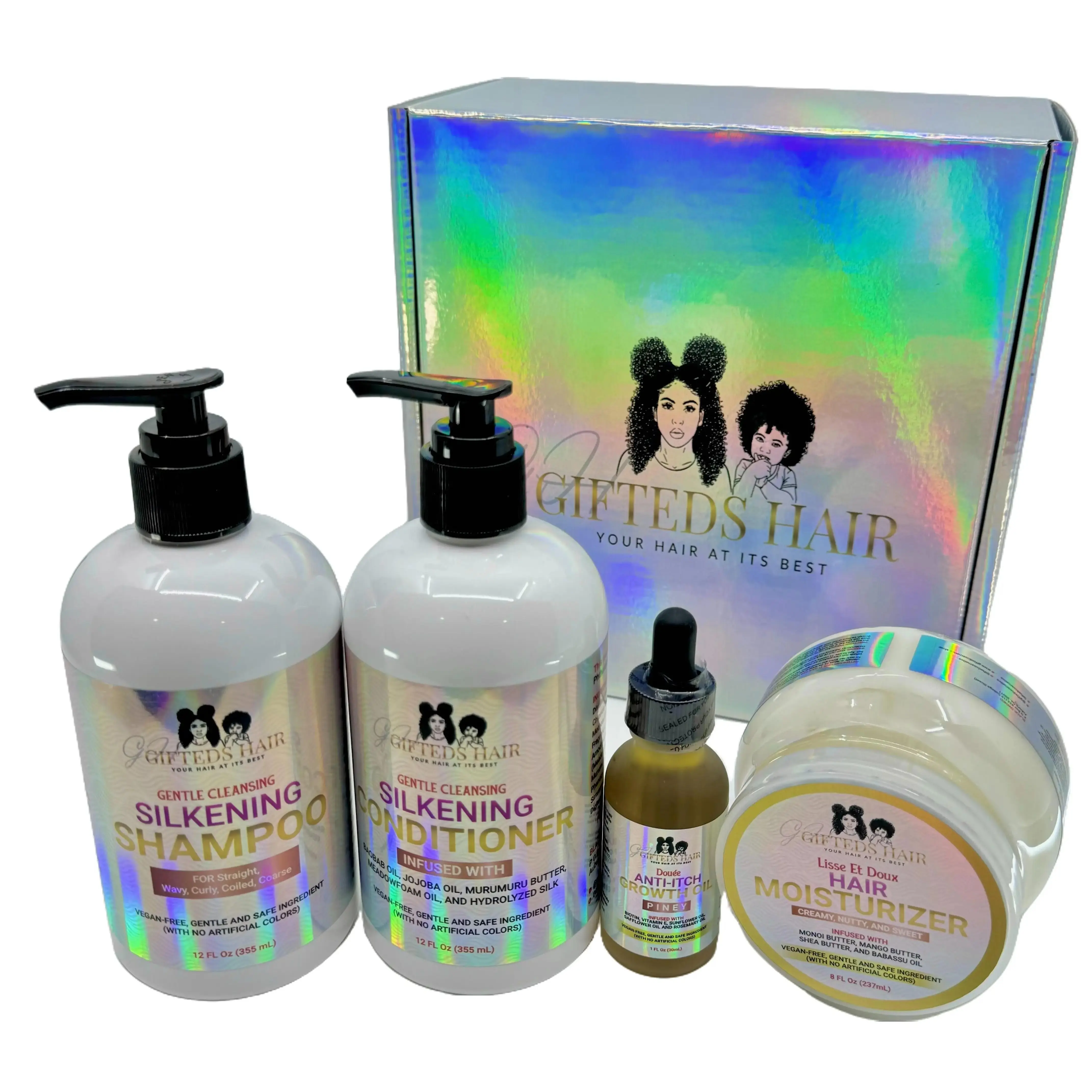 Toddler Hair Growth Bundle Starter Pack - Gentle Haircare Cleanser, Anti-Dandruff Shampoo, Hydrating Conditioner, Frizz-Control Moisturizing Dry Hair Treatment, Anti-Itch Oil Gifted Cosmetics