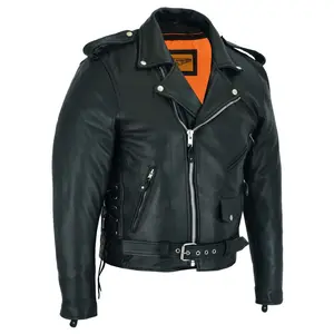 Dream Apparel Leather Motorcycle Jacket for Men Moto Riding Classic Biker Jacket