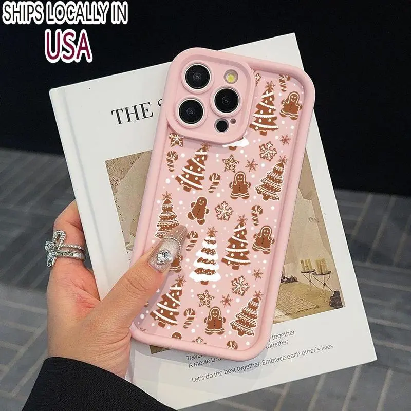 Cute Gingerbread Man Pattern Phone Case, Phone Protective Cover,?Fashion Shockproof Mobile Phone Accessories Compatible with iPhone 17 Series