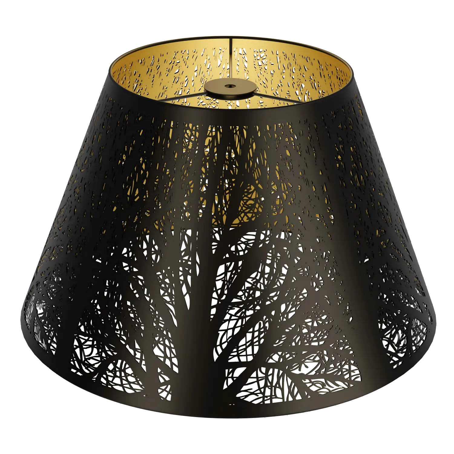 Metal Lamp Shade Etched Forest Pattern 7" Top X 13" Bottom X 7.8" High, Table Lamp Lampshade,Modern Lighting Fixture Replacement Shade,Black Outside Gold Inside Metal Etched Lampshade,Spider Fitter