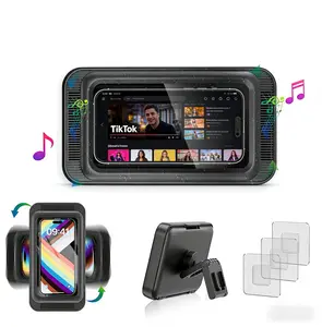 Shower Phone HolderWaterproof Anti-Fog Wall Mount & Desktop PhoneHolder with Suction Cup Adjustable Shower PhoneCase Speaker-Friendly Design Touch Screen Friendlyfor 4-7" Smartphones and Cellphones