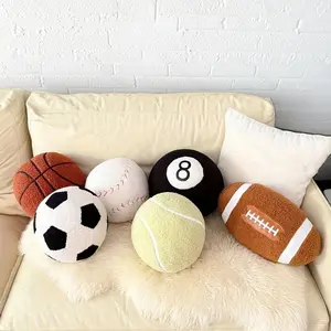 Creative Plush Sports Dolls Football Basketball Baseball Tennis Rugby Eight Ball Toy, Boy Birthday Gift, Halloween Christmas Easter Decoration, Soft Stuffed Animal