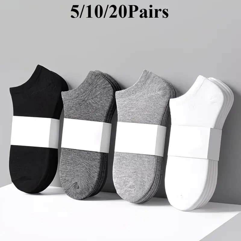 Women's Solid Minimalist Low-Cut Ankle Socks - Spandex, Polyester, Breathable, Durable, Machine Washable, All Seasons, Black-10pairs, Fit for Casual Daily Wear, Outdoor Use - Basic Multipack Gift Socks