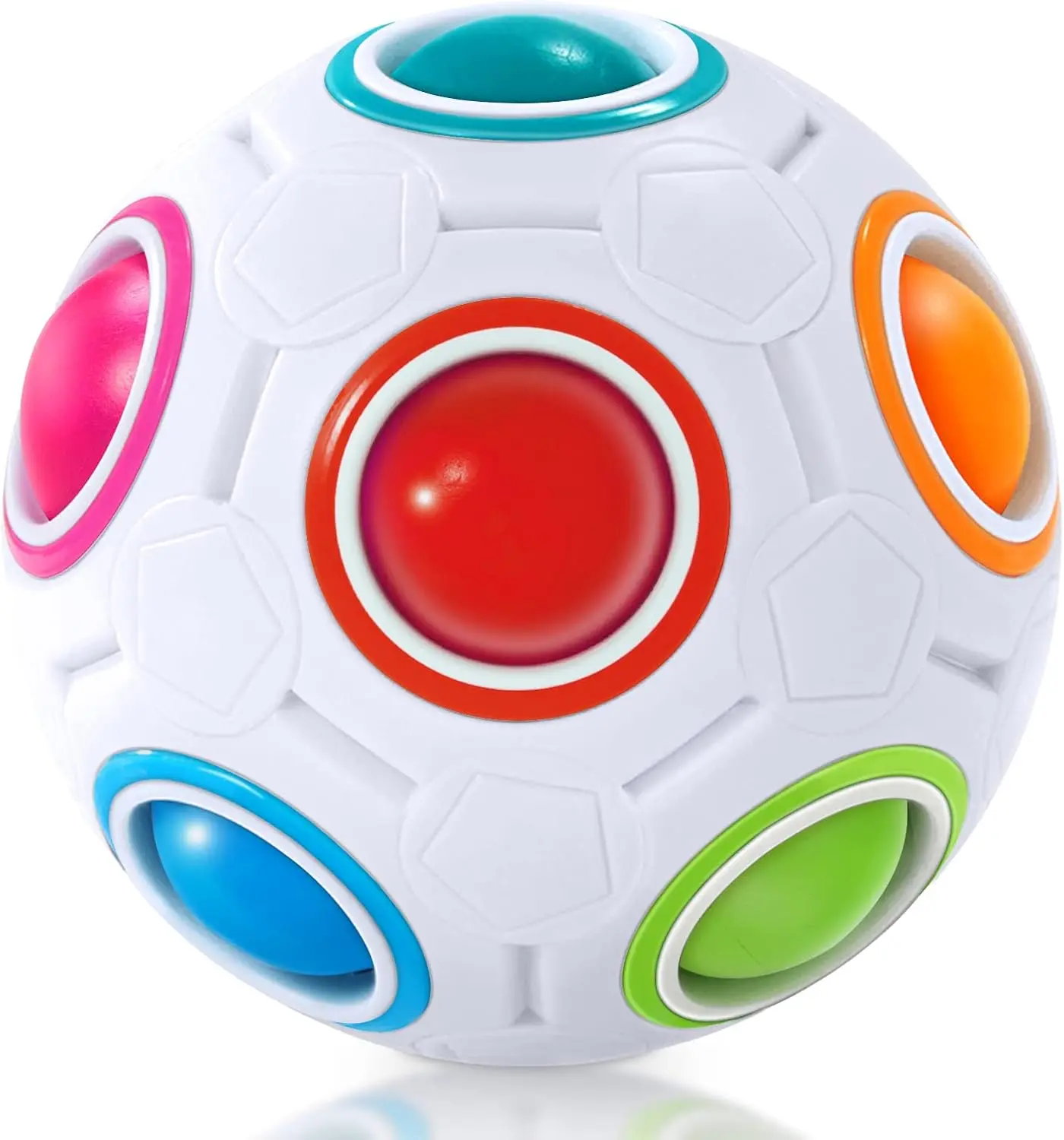 Magic Rainbow Puzzle Ball, Fidget Ball Puzzle Brain Teaser Fidget Toy for Boys & Girls- Birthday Party Easter Valentines Christmas Stocking Stuffers for Kids Teen & Adults(Off White)