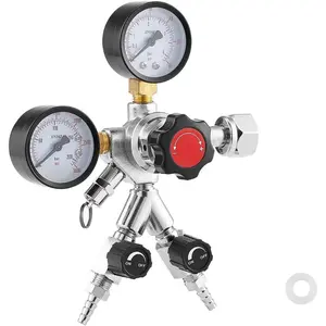 VEVOR Double Gauge Regulator, CO2 Regulator Gauge with 0-60PSI, Heavy Duty CO2 Gauge Gas System, Draft Beer Regulator with Check Valve, Adjustable Pressure Regulator for Draft Beer Homebrew, CGA320VEVOR Super Brand Day