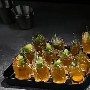 6 Pack Of Mini Mason Tin Shot Glasses With Handle, 1.35oz Non Woven Drink Maker For Bars, Taverns, Clubs, Restaurants, Homes - Creative Wine Glass Set