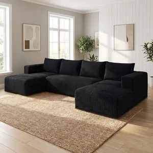 Oversized 127.5" U Shape Cloud CouchPlus Sectional Sofa with Chaise Modern Modular Sofa with 6 Soft Pillows & Lounge Chairs Boneless Upholstered Couches for Living Room Bedroom