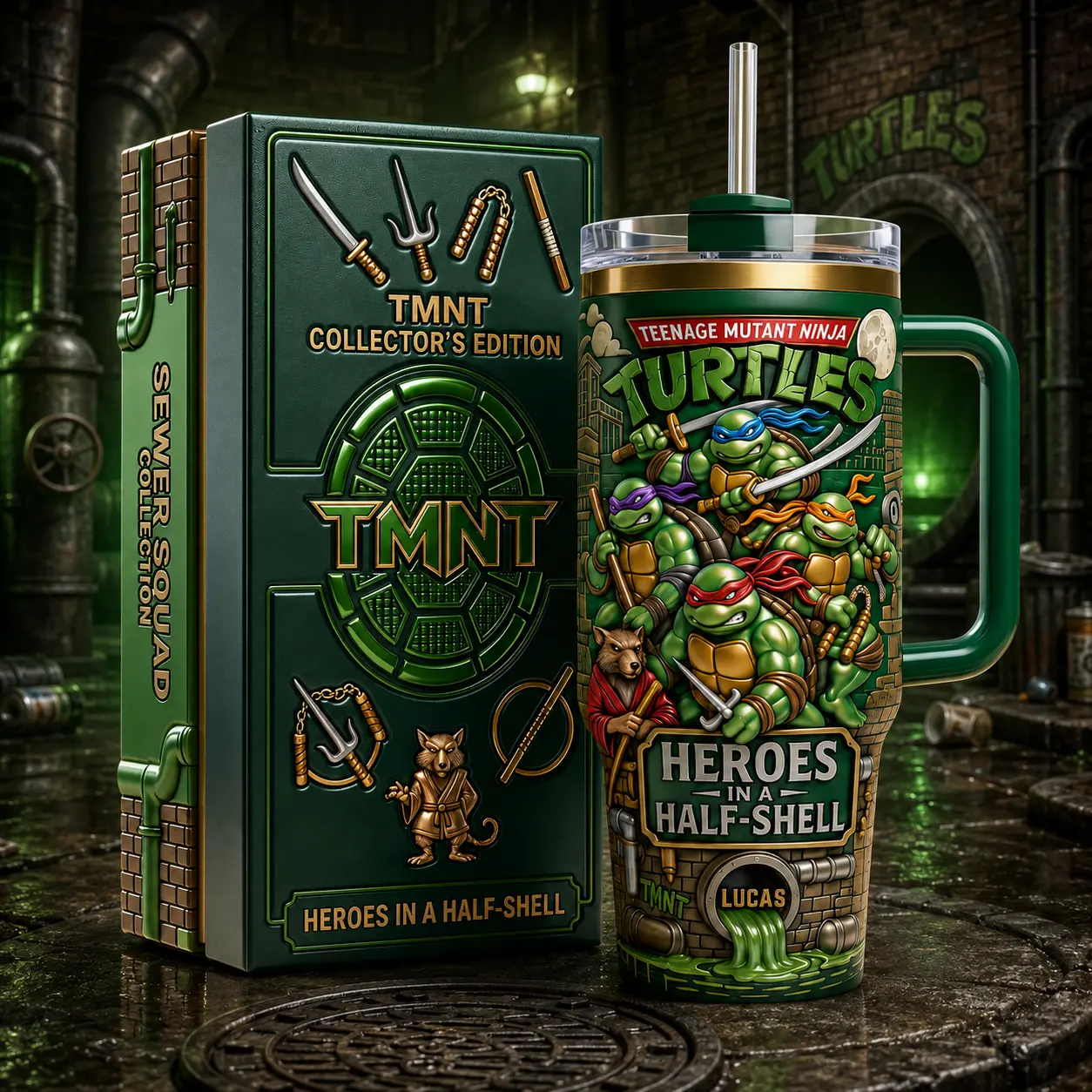 Teenage Mutant Ninja Turtles 40oz Tumbler V1, High-Quality Insulated Tumbler, Mutant Ninja Heroes Theme Cup With Handle, Turtle Team Adventure Fan Gift, Animated Comic Inspired Merch, Leakproof Travel Tumbler.