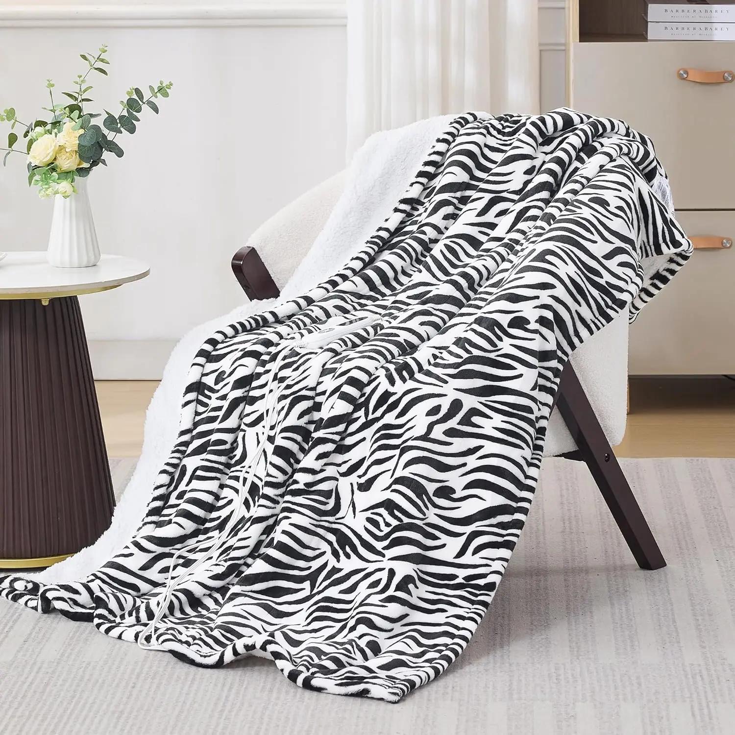 Heated Throw Blanket 50"x60", Electric Blanket with 6 Heat Settings & 1-12H Timer, Cozy Soft Flannel Sherpa, Machine Washable, Warm  for Women, Tiger