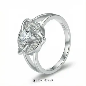 DRINSPER Witch Knot Cubic Zircon S925 Sterling Silver Ring for Daily Wear & Gift Giving, Statement Band for Women Men, Sparkling Center Stone with Pavé Halo, Celtic Knot Modern Mystic Jewelry for Wiccan Pagan Fans, Halloween Cosplay