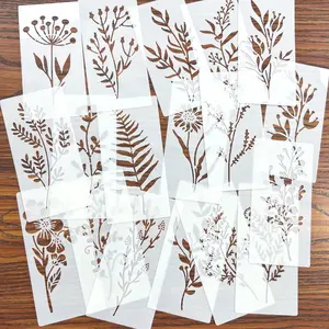 18 Reusable Floral Painting Templates, DIY Flower Drawing Kits for Wood Fabric Paper, Plastic Stencils for Spray Paint & Graffiti Crafts