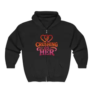 Lesbian Crush Zip Up Hoodie, LGBTQ Full Zip Hooded Sweatshirt, Love Hoodie, Pride Apparel, Gift for Girlfriend, Gay Pride Jacket